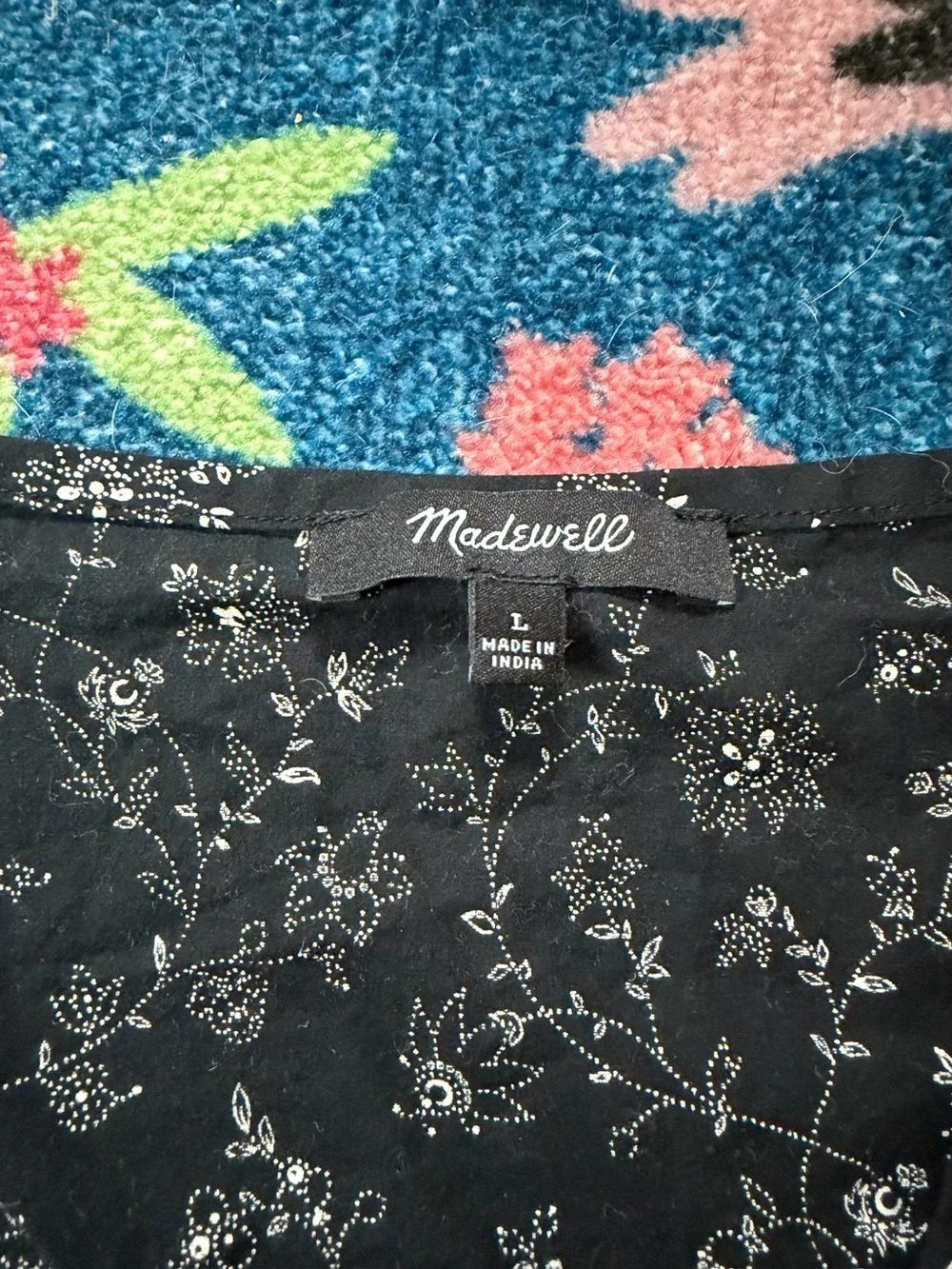 Madewell Black Floral Puff-Sleeve Blouse - Picture 5 of 5